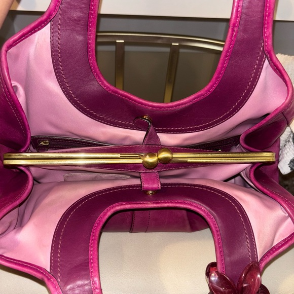 Coach Fuchsia Leather Shoulder Bag - Picture 9 of 9